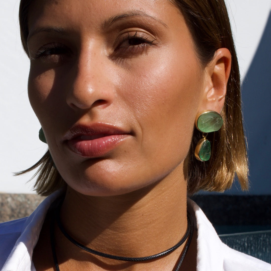 Green Fluorite Goddess Earrings