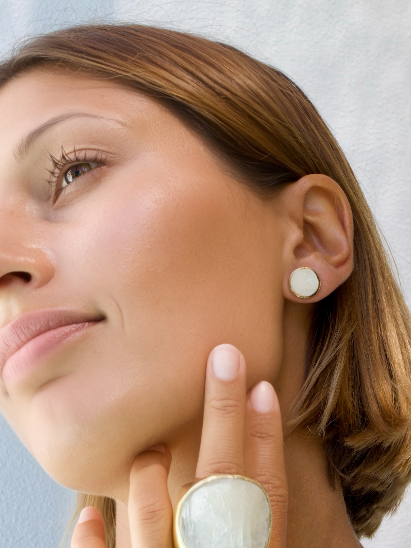 'Supernova' Raw Moonstone Stud Earrings