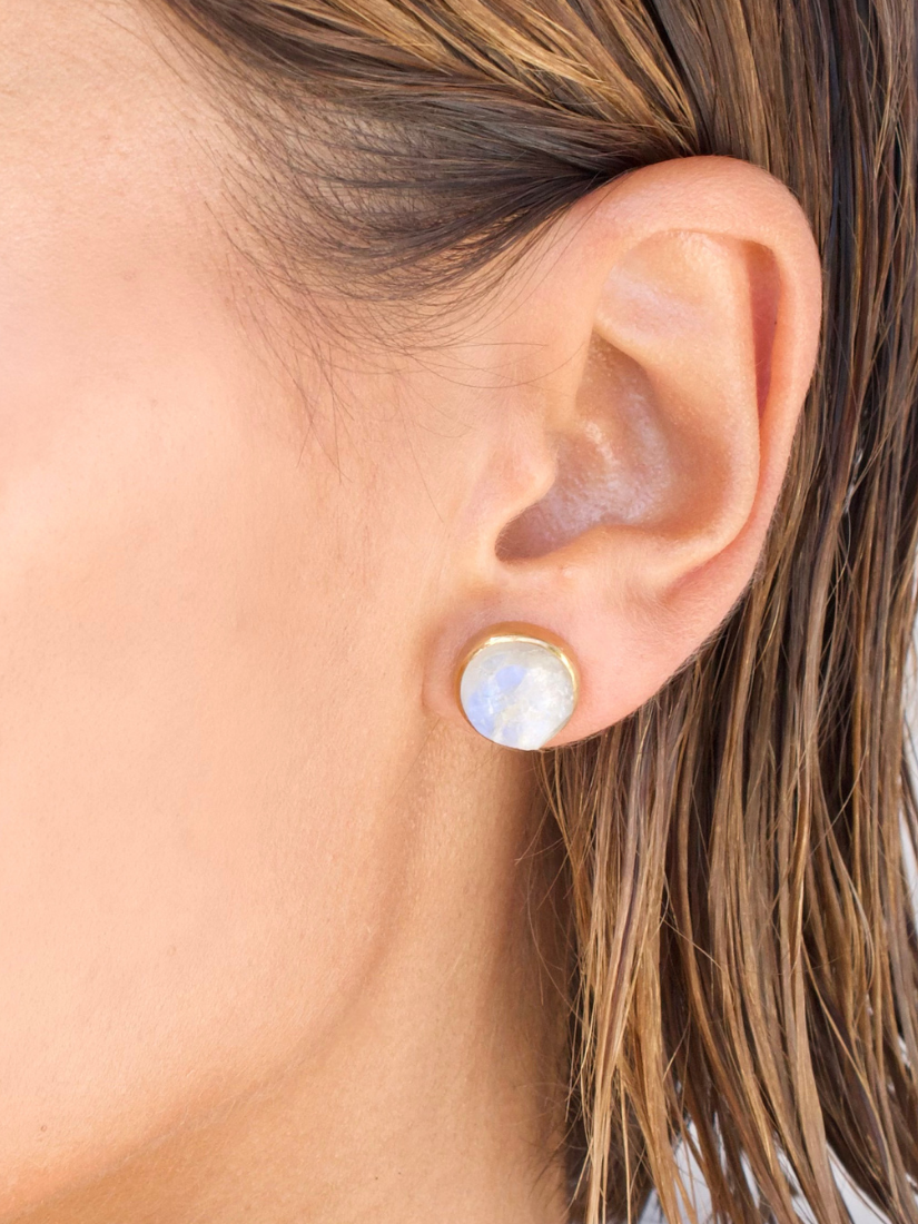 'Supernova' Raw Moonstone Stud Earrings