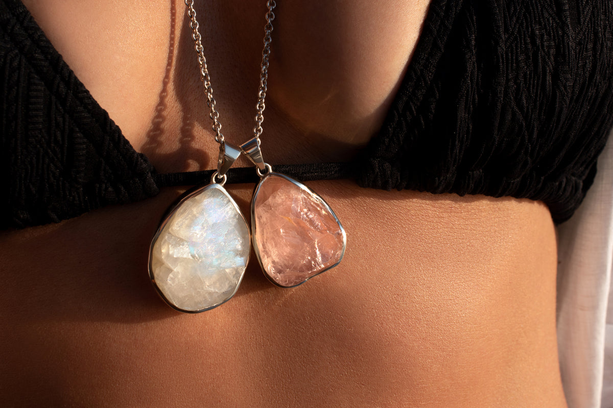 Raw Moonstone 'Rock Pendant' Gemstone Necklace