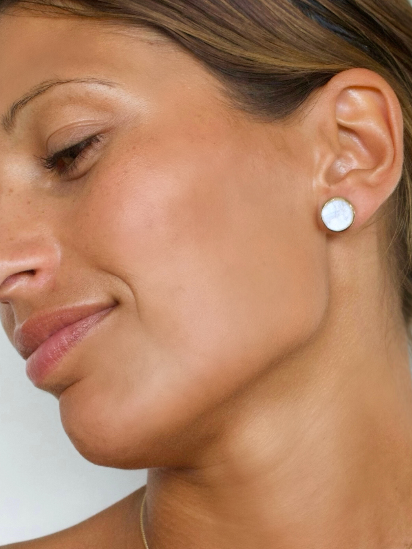 'Supernova' Raw Moonstone Stud Earrings