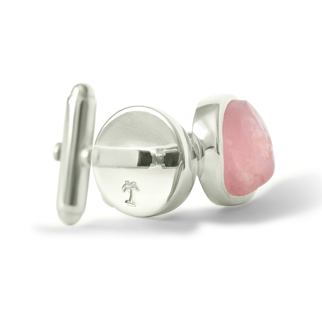Rose Quartz Gemstone Cufflinks and Tuxedo Studs Set