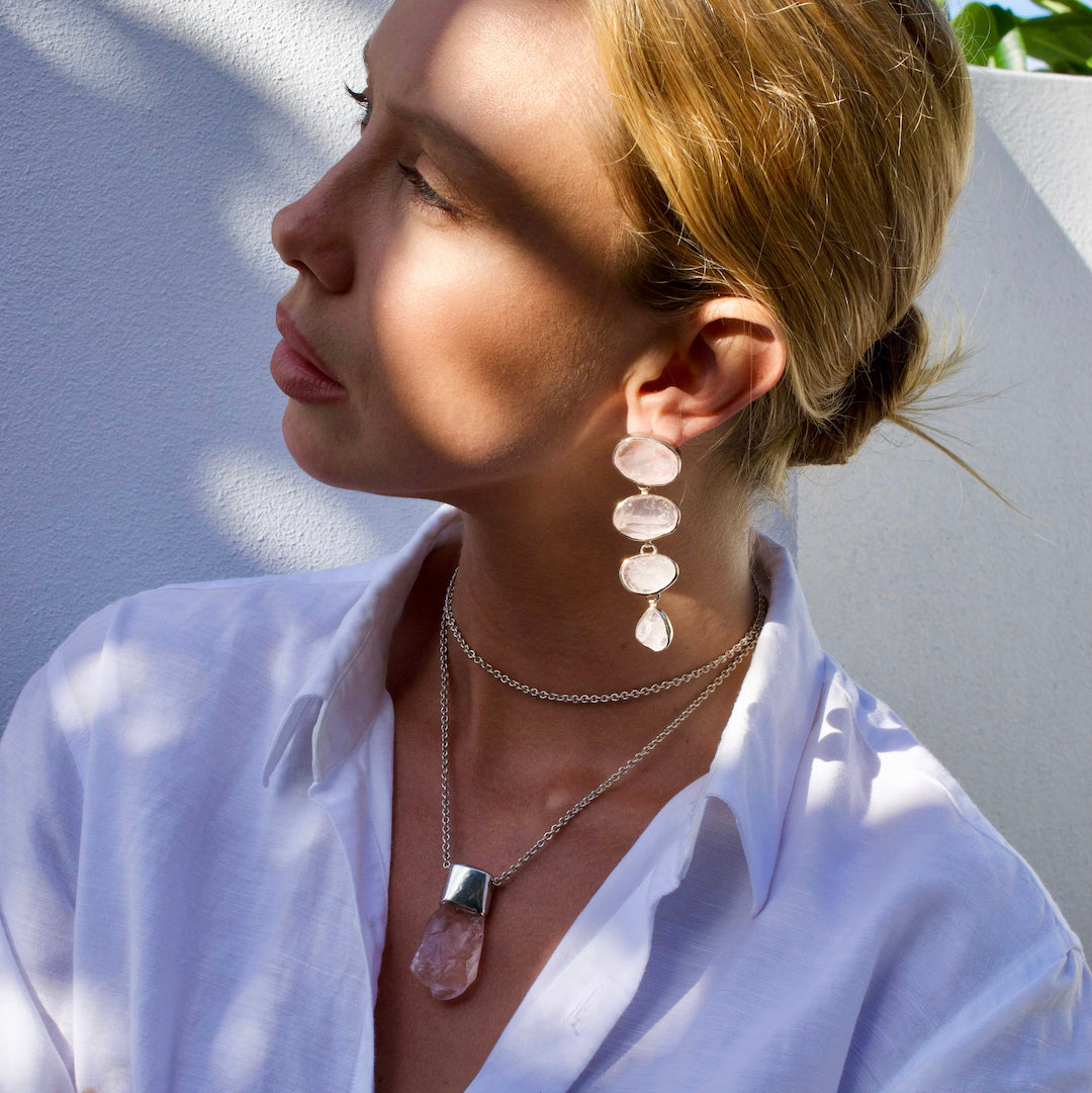 Rose Quartz 'Paradiso Cascade' Gemstone Earrings