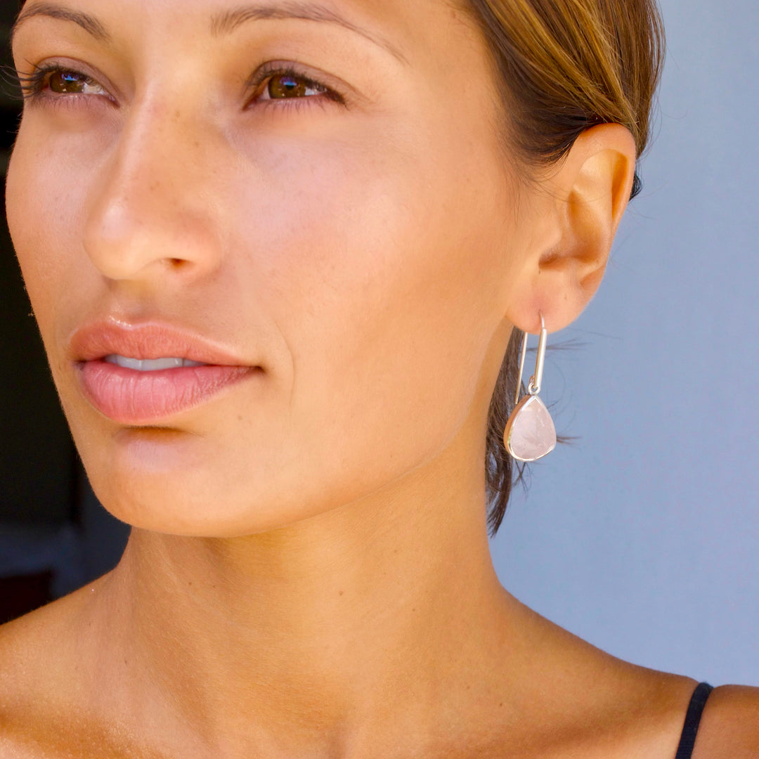 Rose Quartz Teardrop Gemstone Earrings