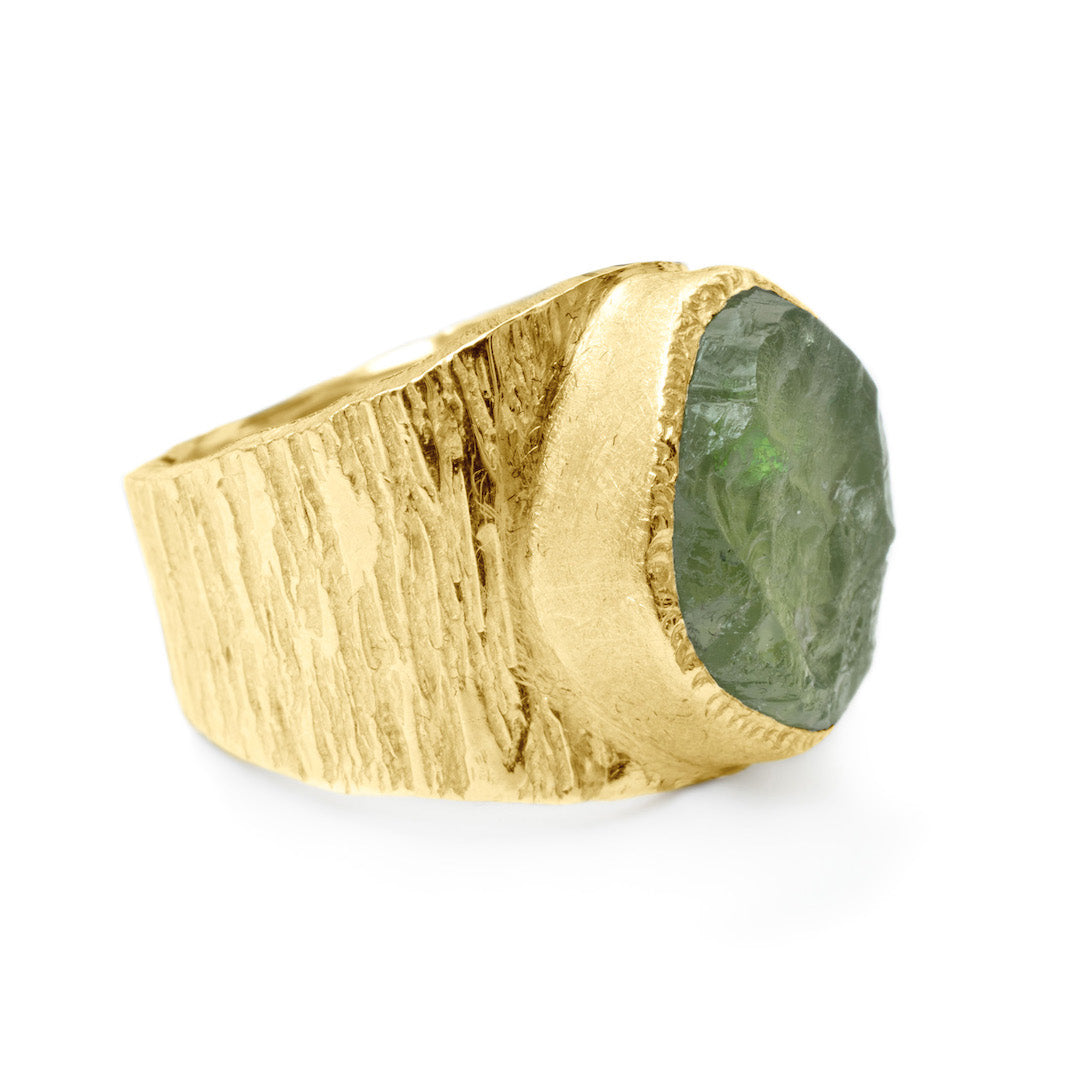 'Awaken' Raw Peridot Baby Boss Ring