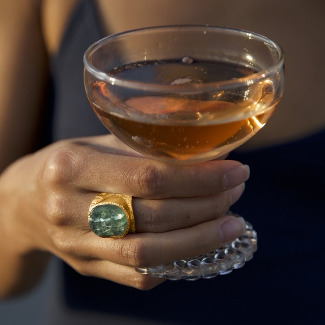 'Genesis' Raw Green Fluorite Baby Boss Ring