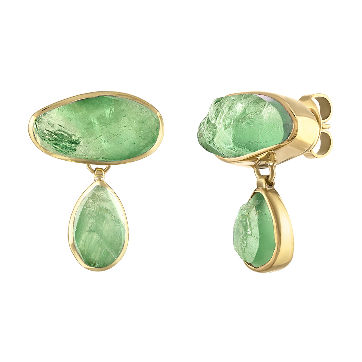Green Fluorite Goddess Gemstone Earrings