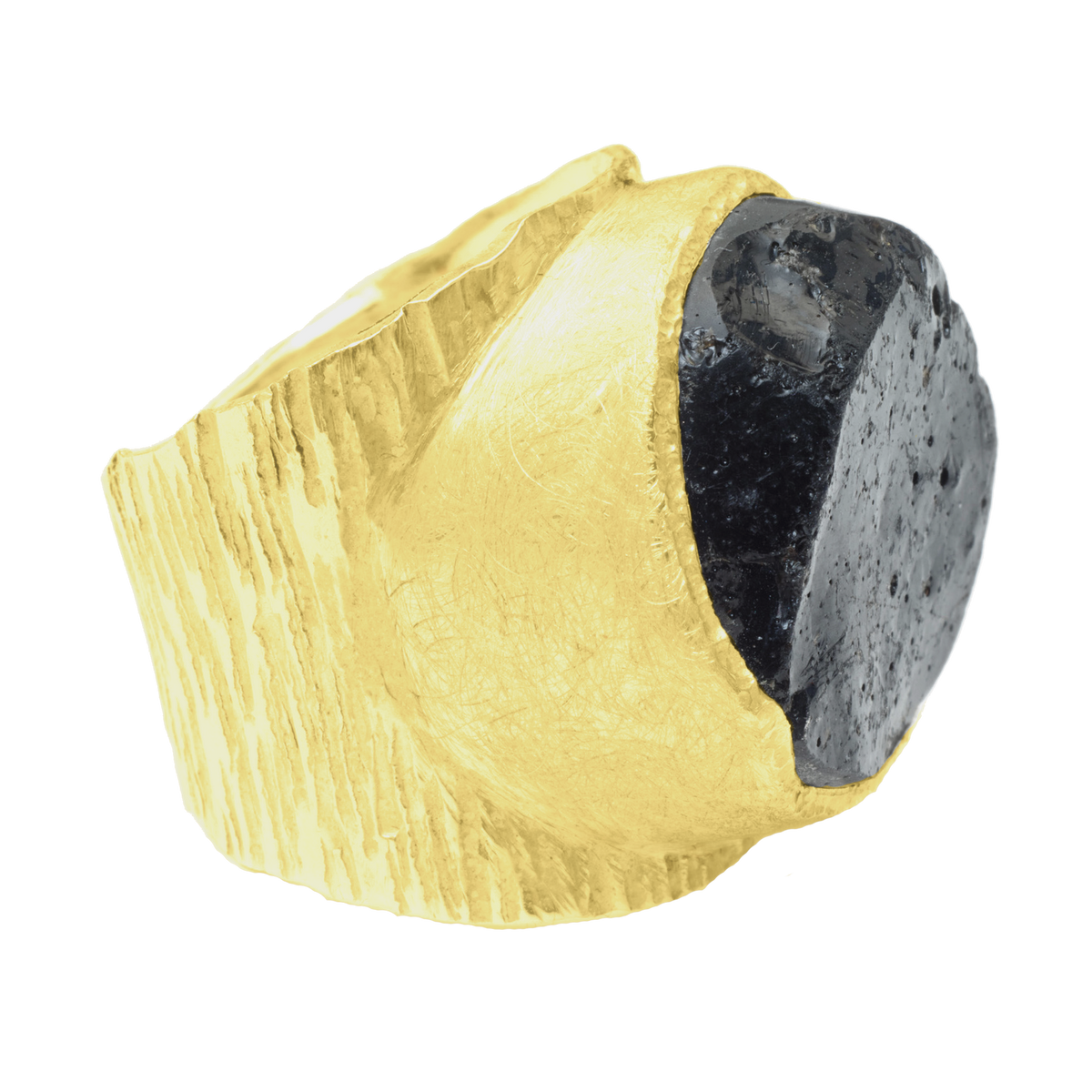 Men's Raw Black Tourmaline Boss Ring