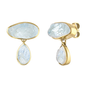 18K Yellow Gold Moonstone Goddess Gemstone Earrings