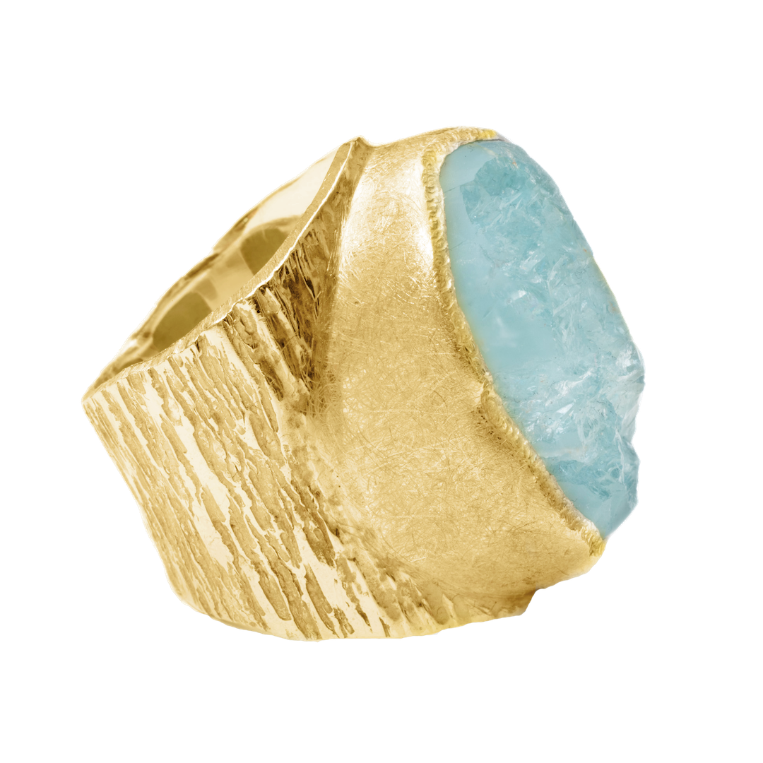 'Anchor' Raw Aquamarine Boss Ring