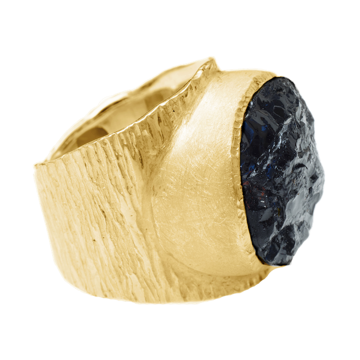 'Dark Horse' Raw Black Tourmaline Boss Ring