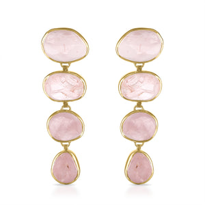 18K Yellow Gold Rose Quartz 'Paradiso Cascade' Gemstone Earrings