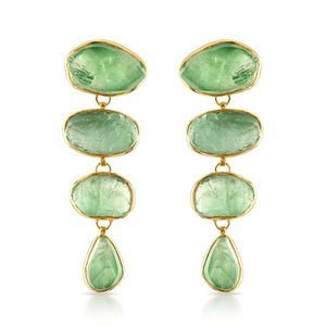 18K Yellow Gold Green Fluorite 'Paradiso Cascade' Gemstone Earrings