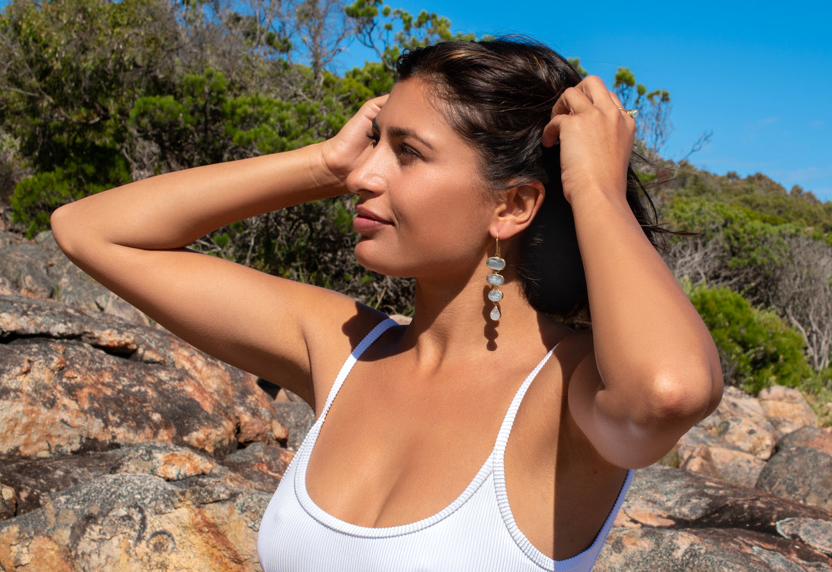 Aquamarine Playa Cascade Gemstone Earrings