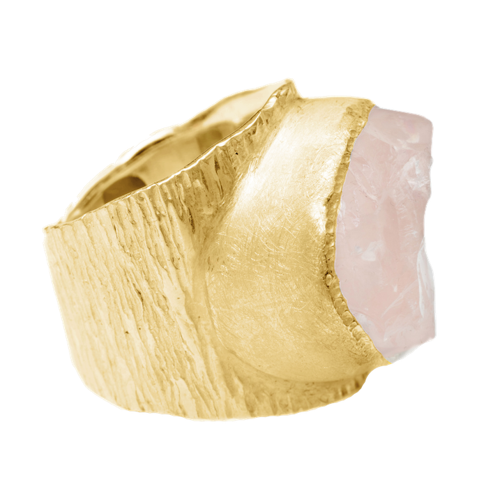 'Lover' Raw Rose Quartz Boss Ring