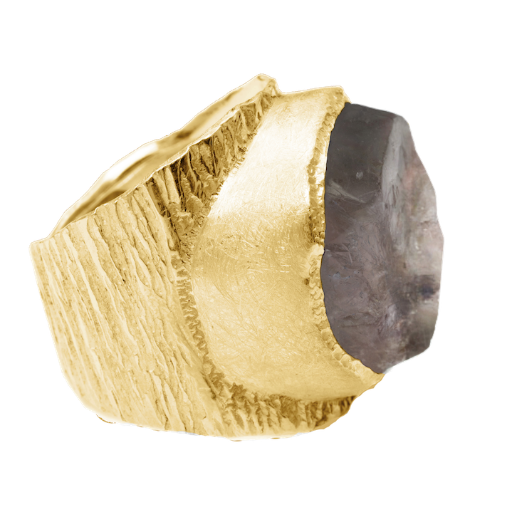 'Enigma' Raw Smoky Quartz Boss Ring