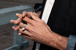 18K White Gold 'Stargazer' Men's Luxury Gemstone Ring - Handmade to Order