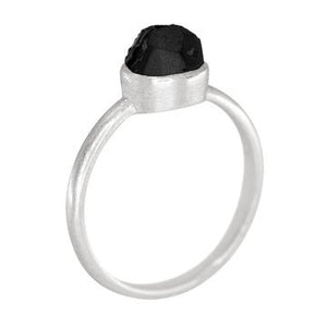 Raw Black Tourmaline Stackable Ring