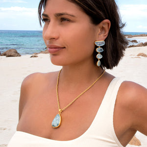 Natural Aquamarine 'Rock Pendant' Gemstone Necklace