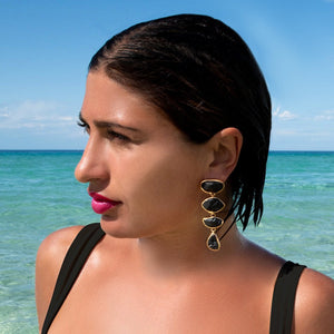 Black Tourmaline 'Paradiso Cascade' Gemstone Earrings