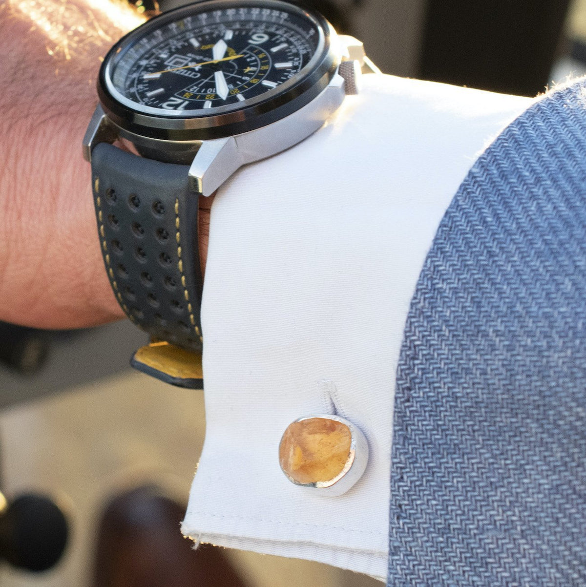 'Abundance' Citrine Gemstone Cufflinks