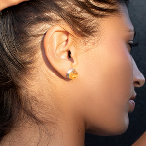 'Hustle' Raw Citrine Gemstone Stud Earrings