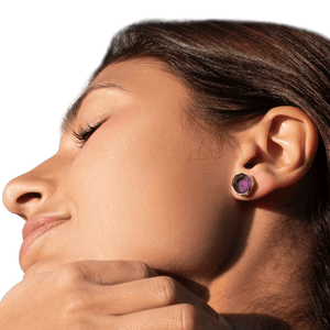 'Taboo' Raw Amethyst Gemstone Stud Earrings