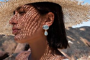 18K White Gold Aquamarine Goddess Gemstone Earrings