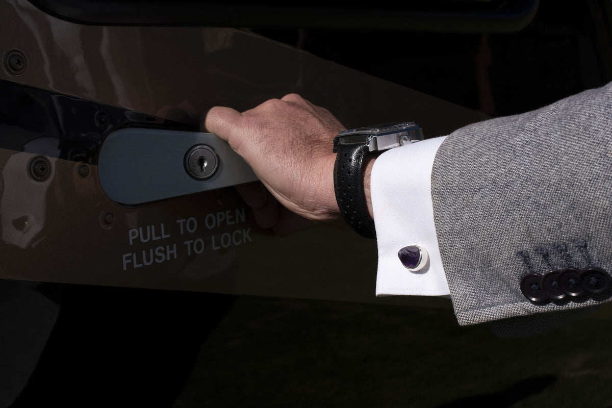 raw amethyst gemstone cufflinks silver