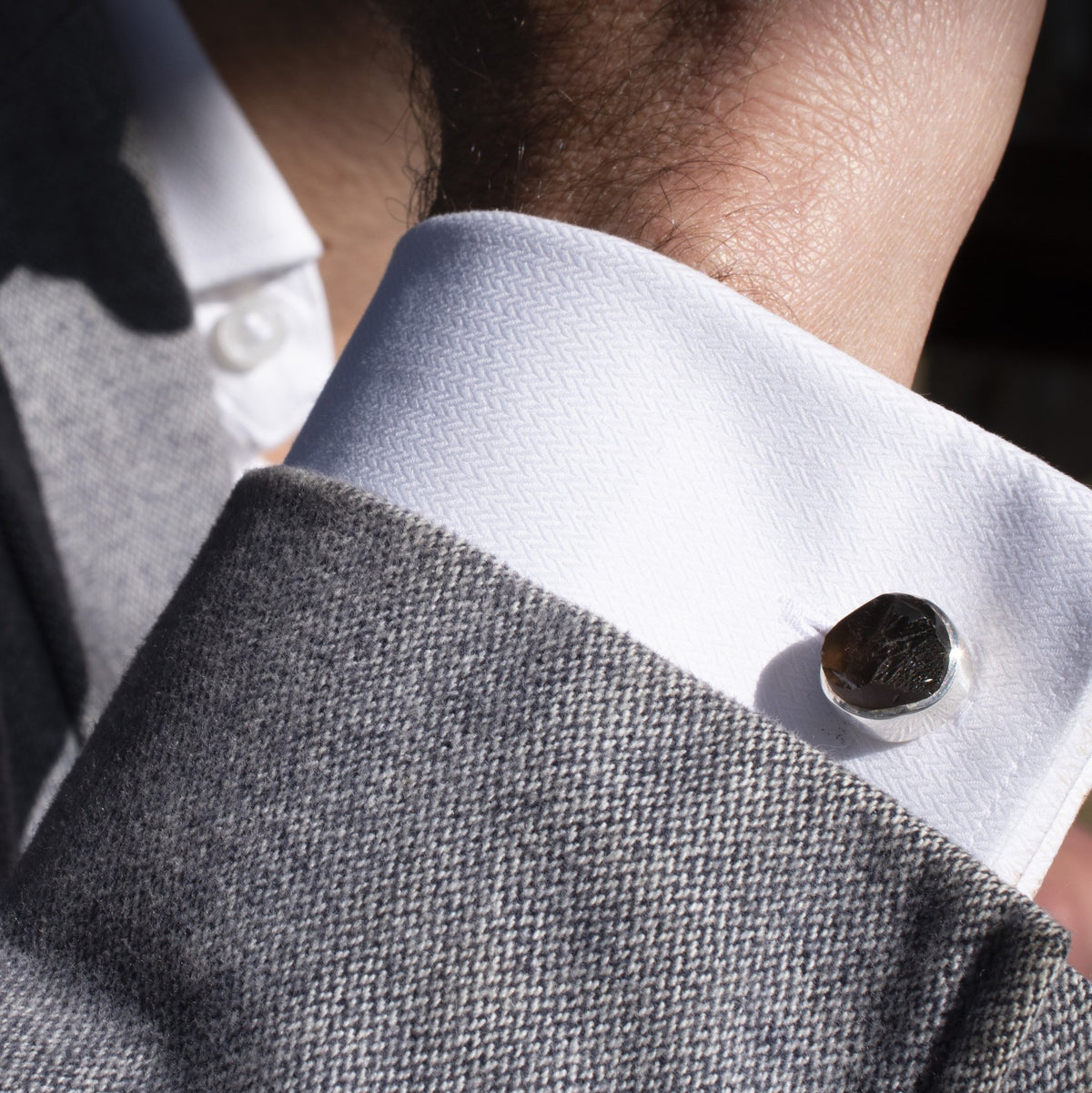 'Grounded' Smoky Quartz Gemstone Cufflinks