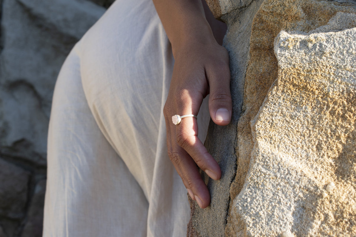 Raw Rose Quartz Stackable Ring