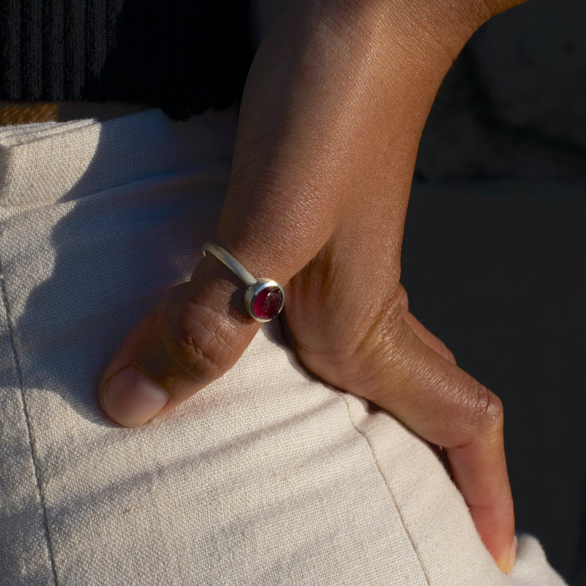 Raw Garnet Stackable Ring