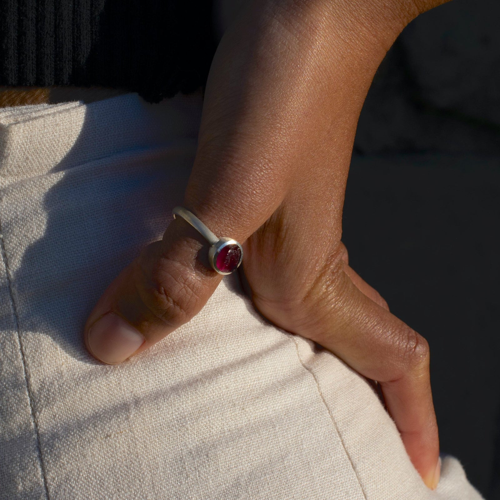 Raw Garnet Stackable Ring