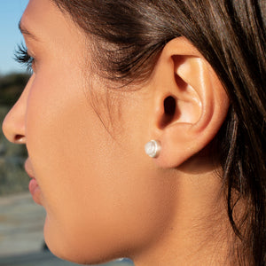 mini moonstone stud earrings in sterling silver