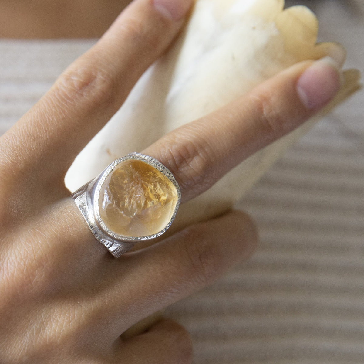 'Hustle' Raw Citrine Boss Ring