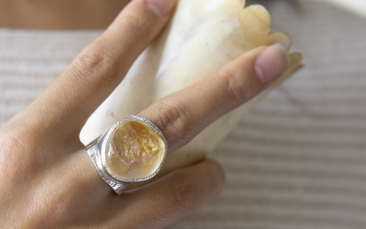 'Hustle' Raw Citrine Boss Ring