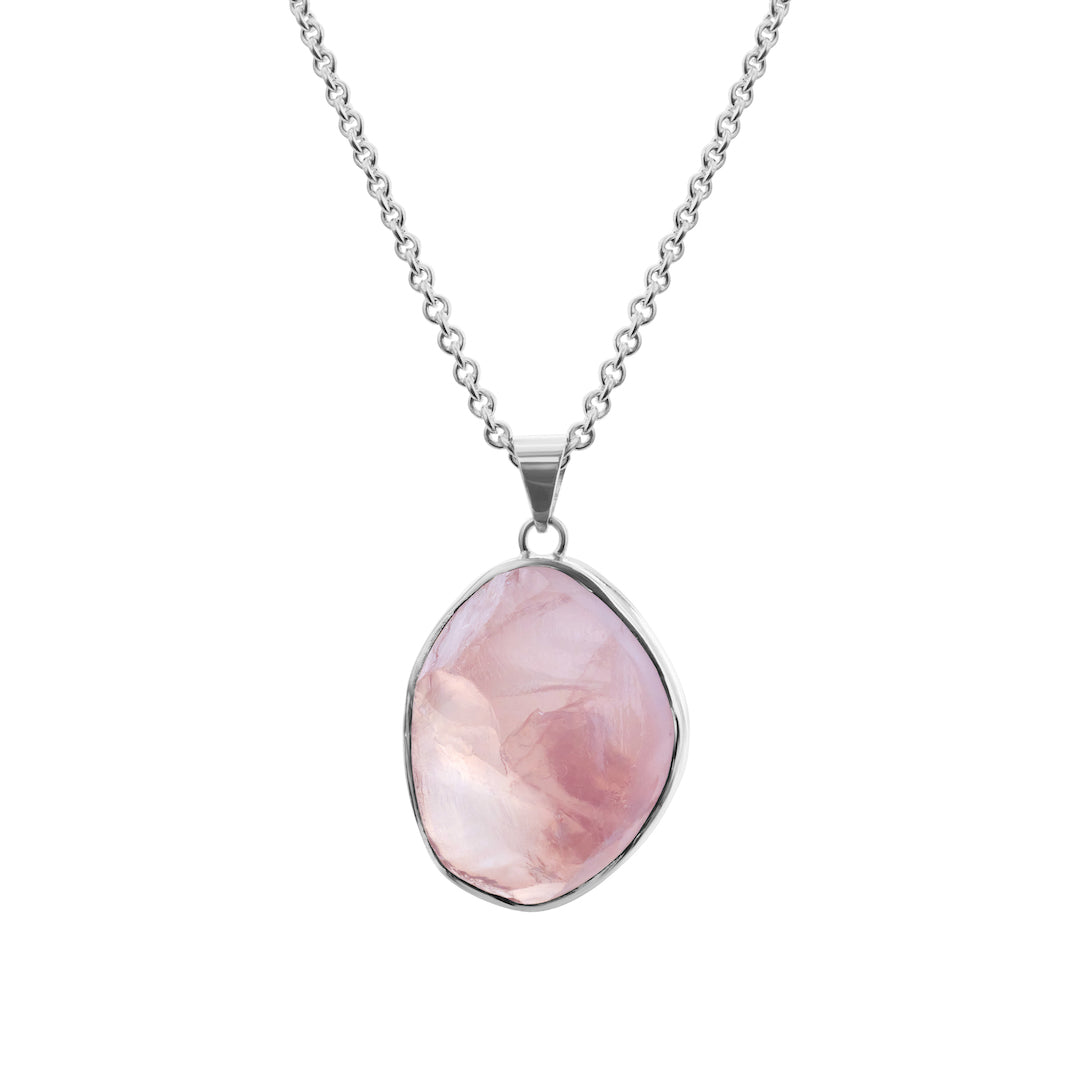 Raw Rose Quartz 'Rock Pendant' Gemstone Necklace