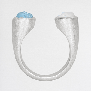 'Stargazer' Two-Stone Ring with Aquamarine & Moonstone
