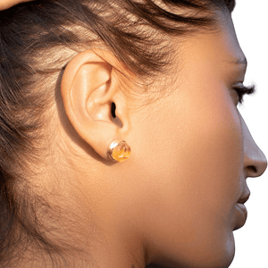 18K Yellow Gold & Natural Citrine Stud Earrings