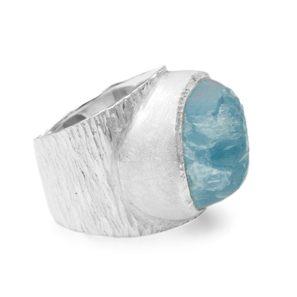 'Anchor' Raw Aquamarine Baby Boss Ring