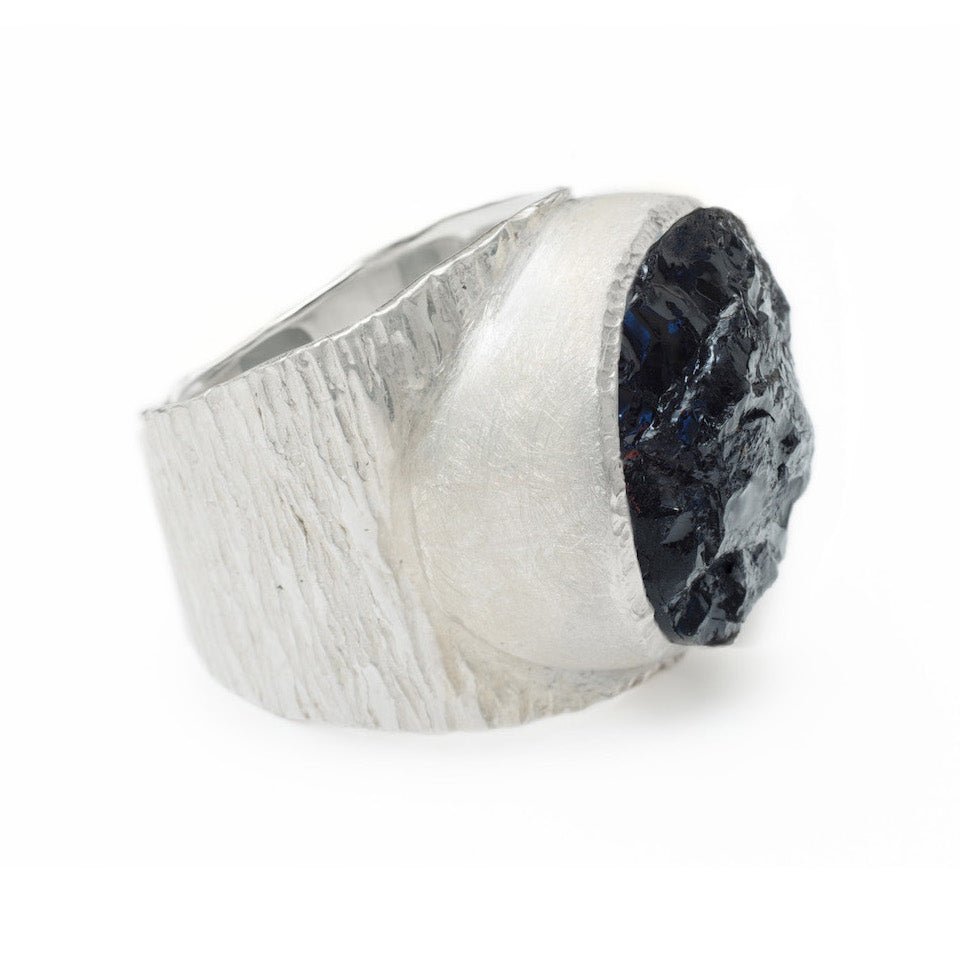 'Dark Horse' Raw Black Tourmaline Baby Boss Ring