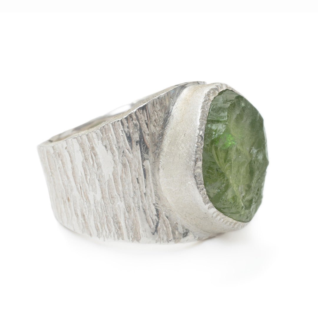 'Awaken' Raw Peridot Baby Boss Ring