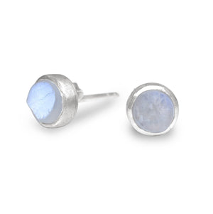 mini moonstone stud earrings in sterling silver 