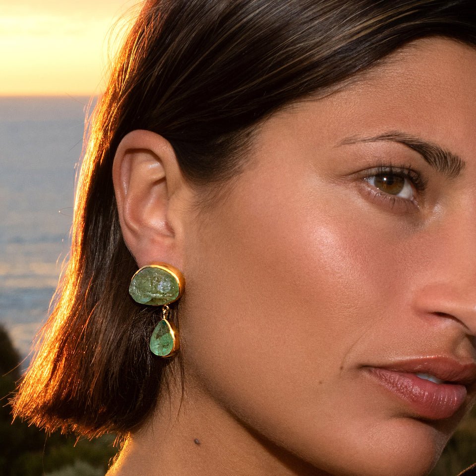 Green Fluorite Goddess Earrings