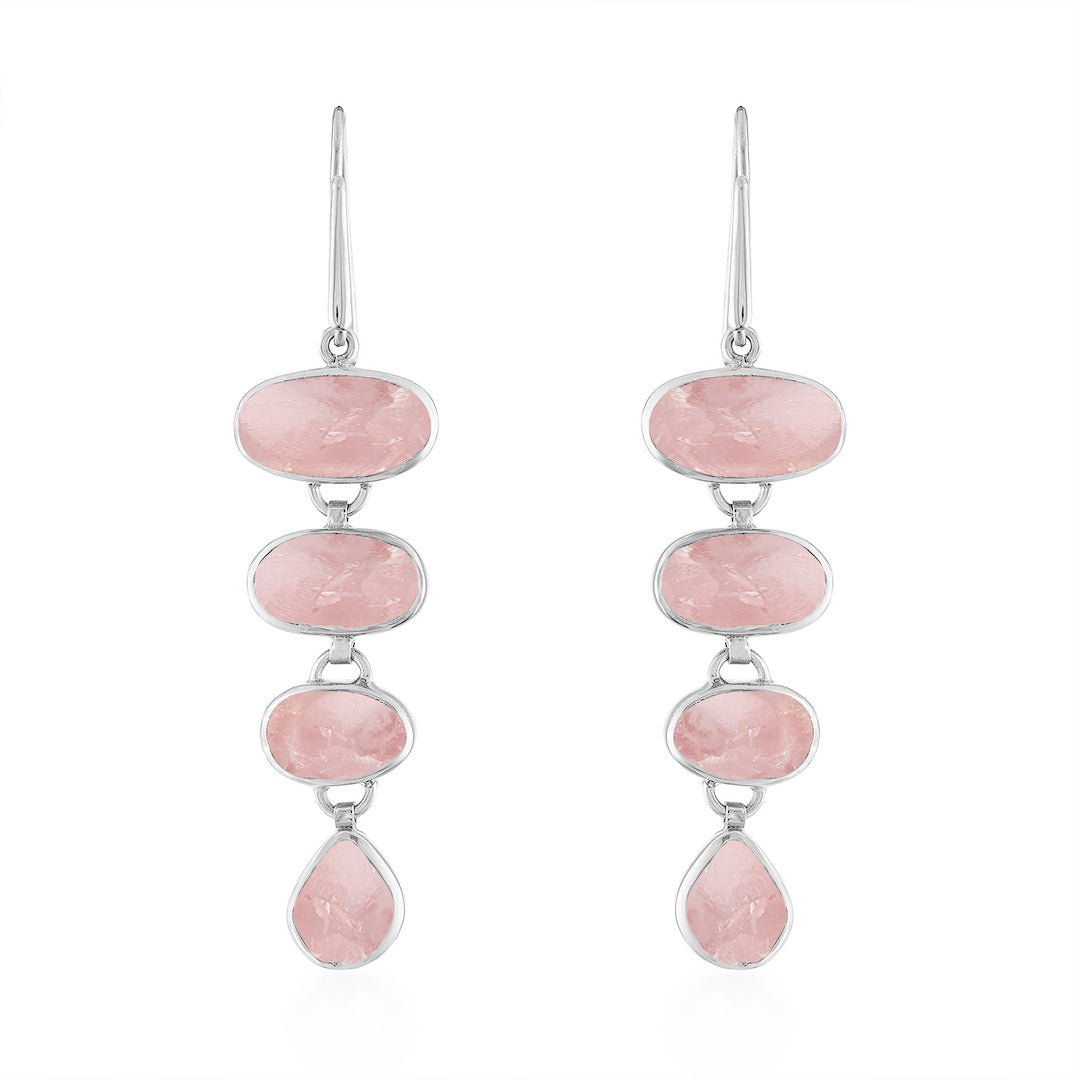 Rose Quartz Playa Cascade Gemstone Earrings