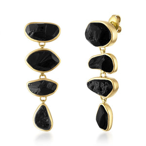18K Yellow Gold Black Tourmaline 'Paradiso Cascade' Gemstone Earrings