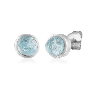 mini natural aquamarine stud earrings in sterling silver 
