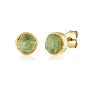 18K Yellow Gold & Natural Peridot Small Gemstone Stud Earrings