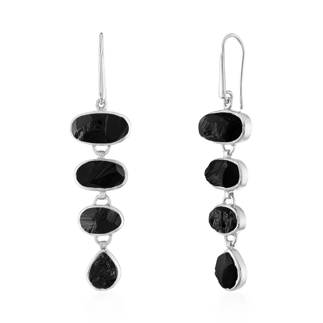 Black Tourmaline Playa Cascade Gemstone Earrings