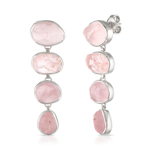18K White Gold Rose Quartz 'Paradiso Cascade' Gemstone Earrings